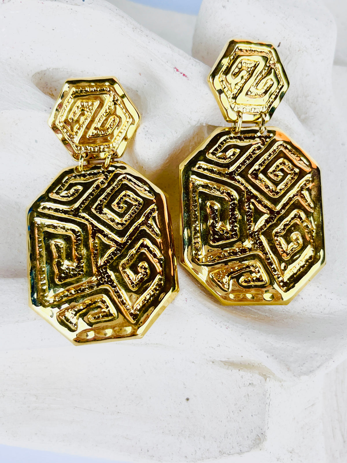 Vintage Abstract Key Earrings