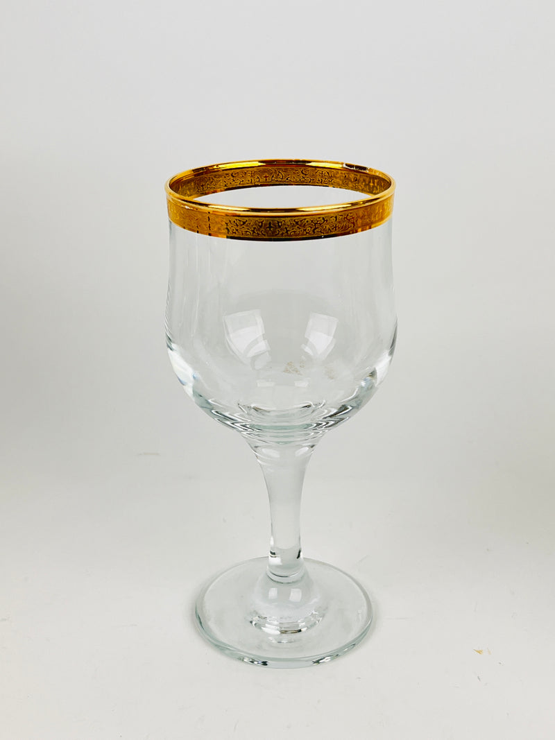 Vintage Gold-Plated Decanter and Stemware Set