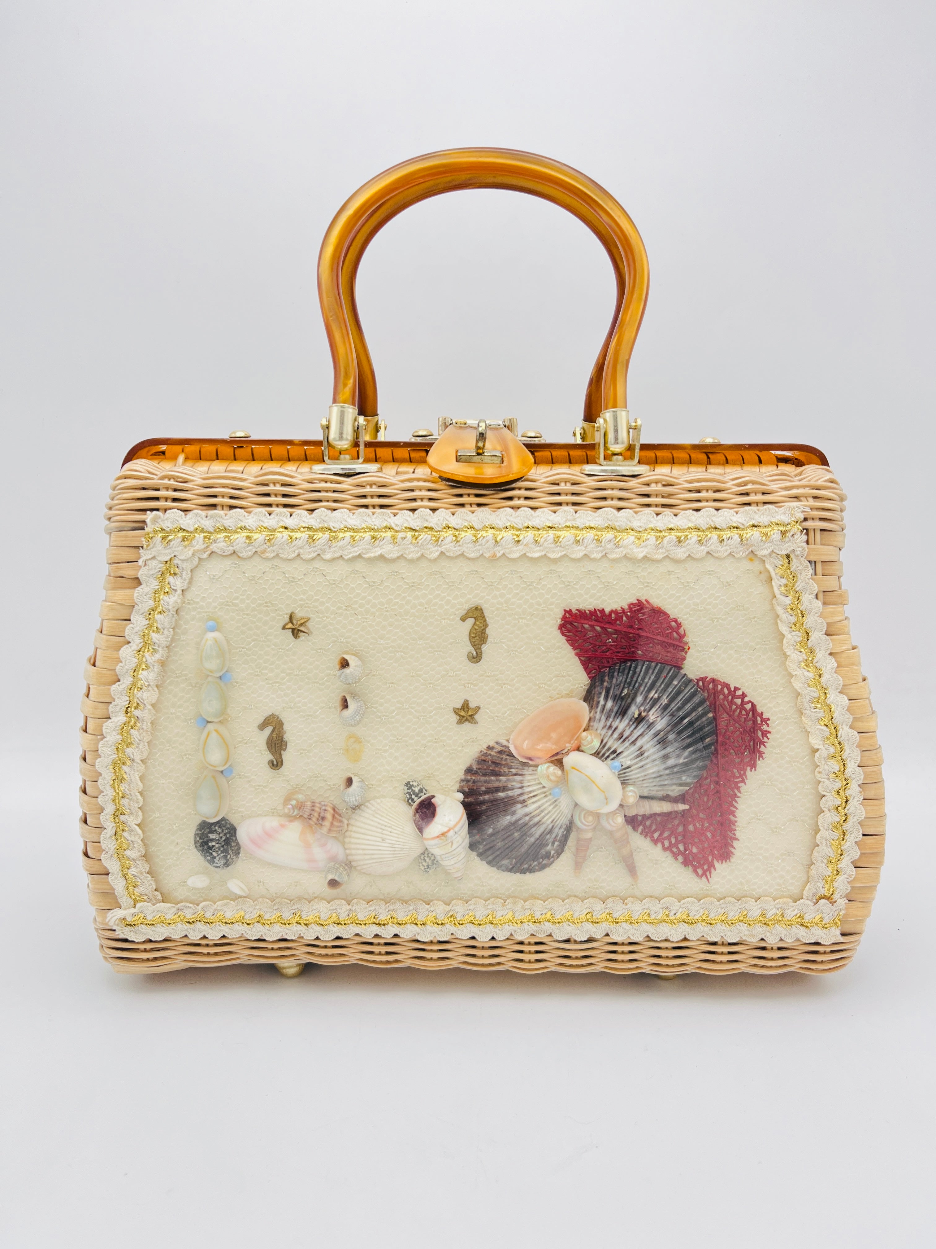 Vintage Woven Wicker Seashell Bag – Dovetail display picture 3