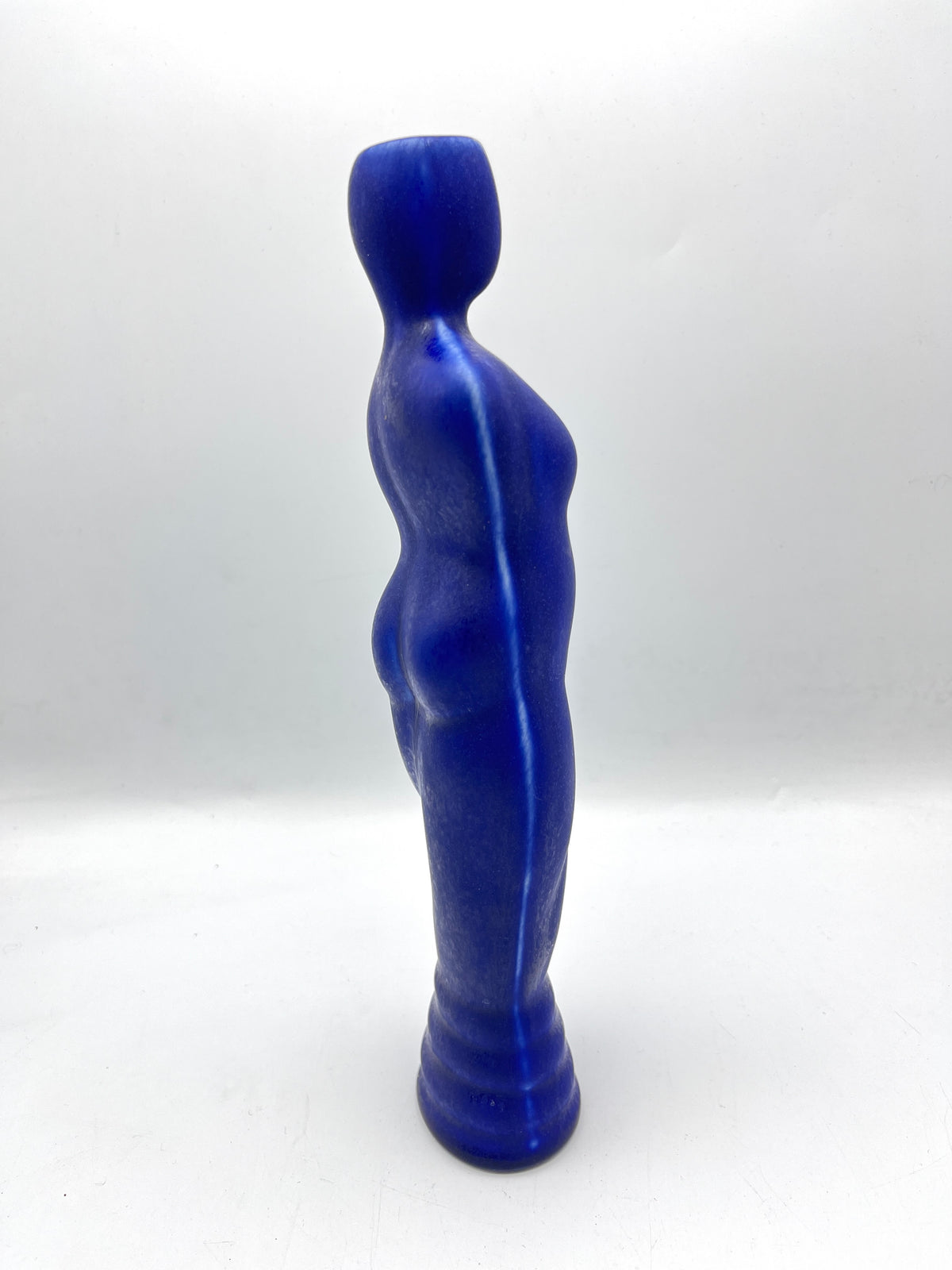 Vintage Cobalt Ceramic Figurative Vase, Signed