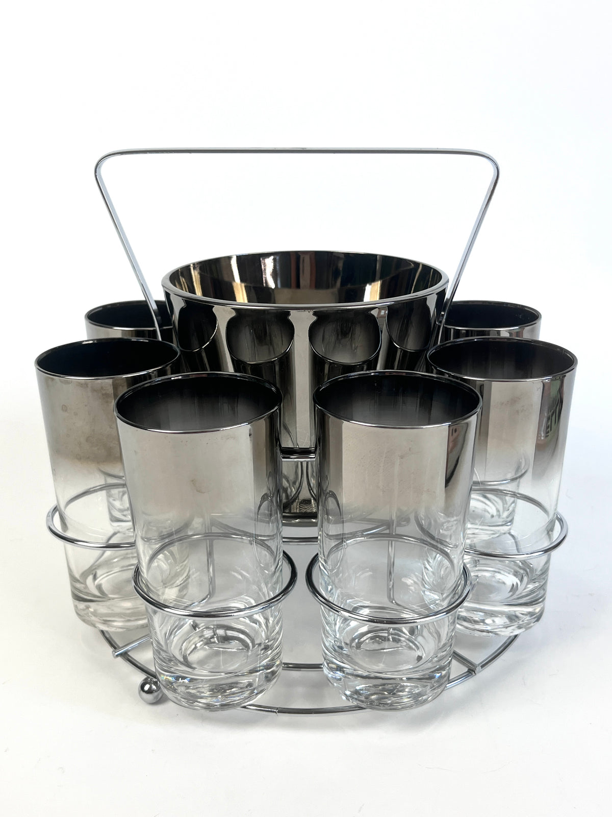 Vintage MCM Bar Set in Caddy