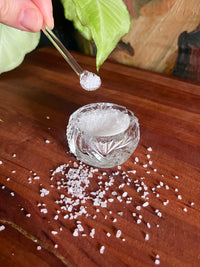 Vintage Glass Salt Server & Spoon