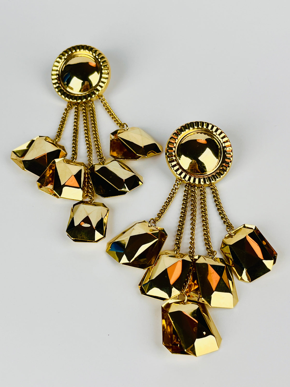 Large Gold Tone Dangly Earrings