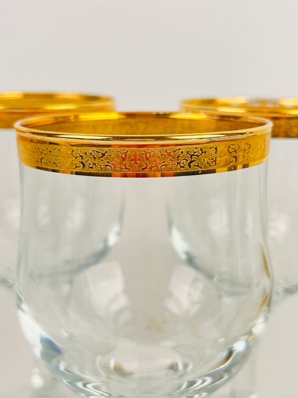 Vintage Gold-Plated Decanter and Stemware Set