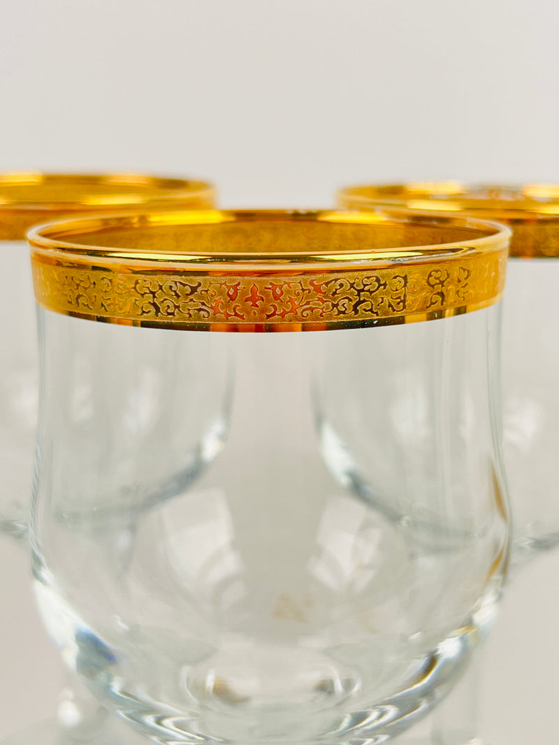 Vintage Gold-Plated Decanter and Stemware Set