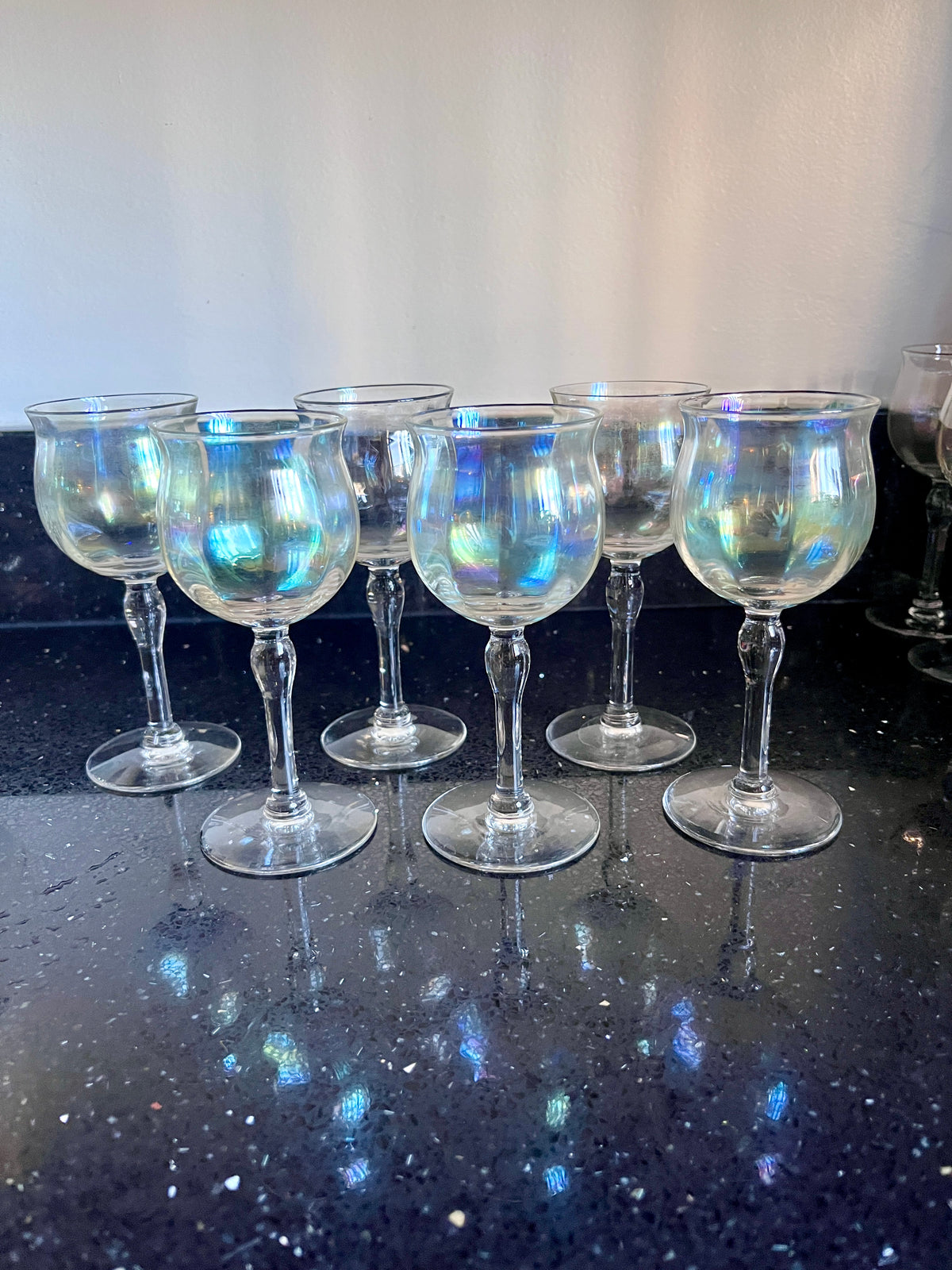 Vintage Iridescent Cordial / Dessert Wine Glasses