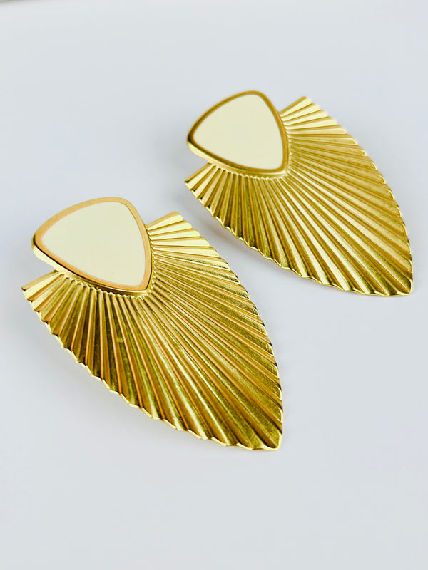 Vintage Enameled Fan Earrings