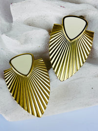 Vintage Enameled Fan Earrings