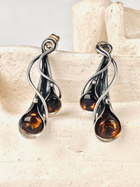 Vintage Sterling & Amber Calla Lily Earrings