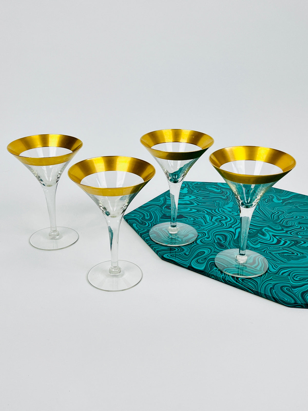 RARE 22k Gold-Plated Dorothy Thorpe Cocktail Glasses, 4pc