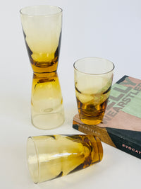 Vintage Ripply Amber Glasses