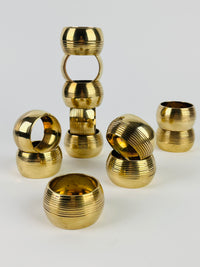 Vintage Textured Brass Napkin Rings - 6pc