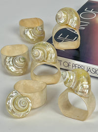 Vintage Genuine Shell Napkin Rings, 6pc