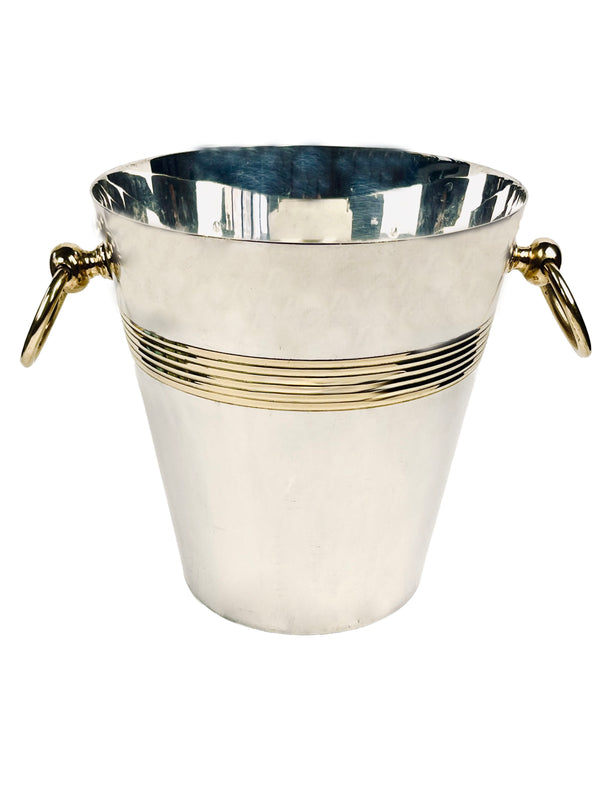 Vintage French Silverplate & Brass Wine Chiller / Ice Bucket