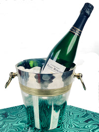 Vintage French Silverplate & Brass Wine Chiller / Ice Bucket