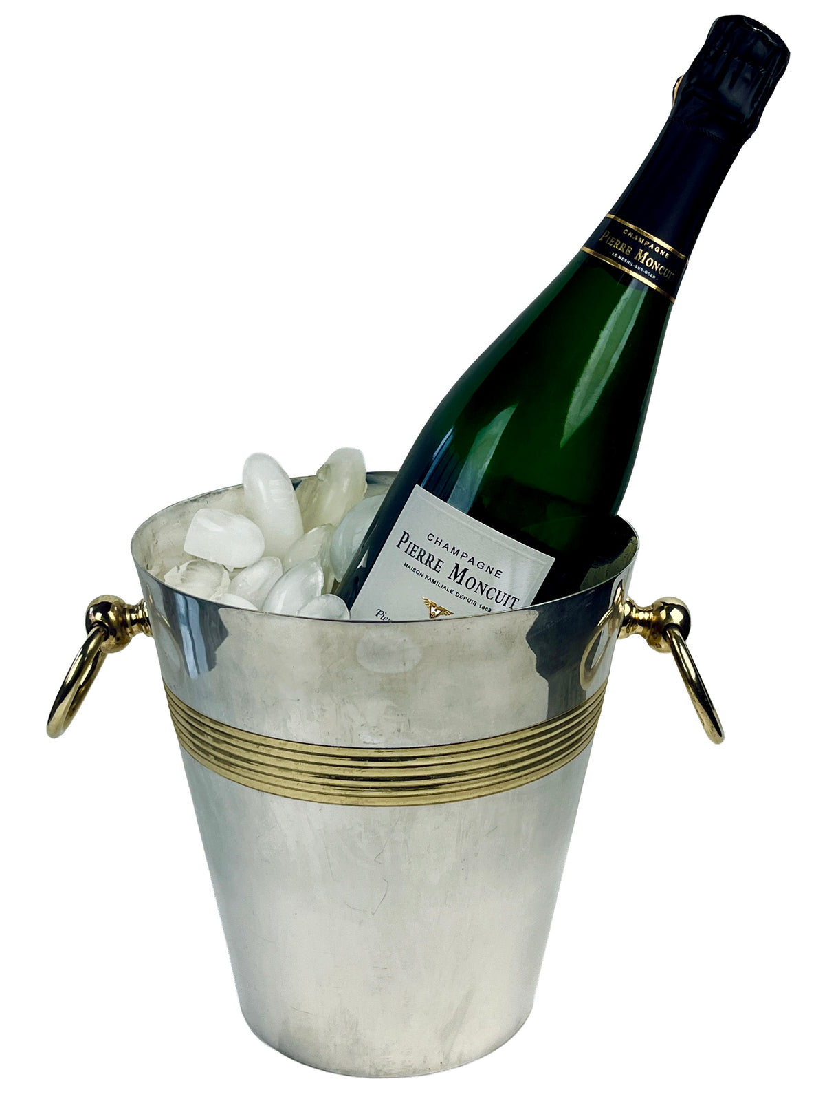 Vintage French Silverplate & Brass Wine Chiller / Ice Bucket