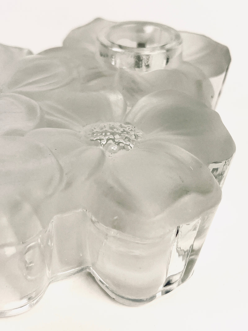 Vintage Floral Glass Block Candle Holders
