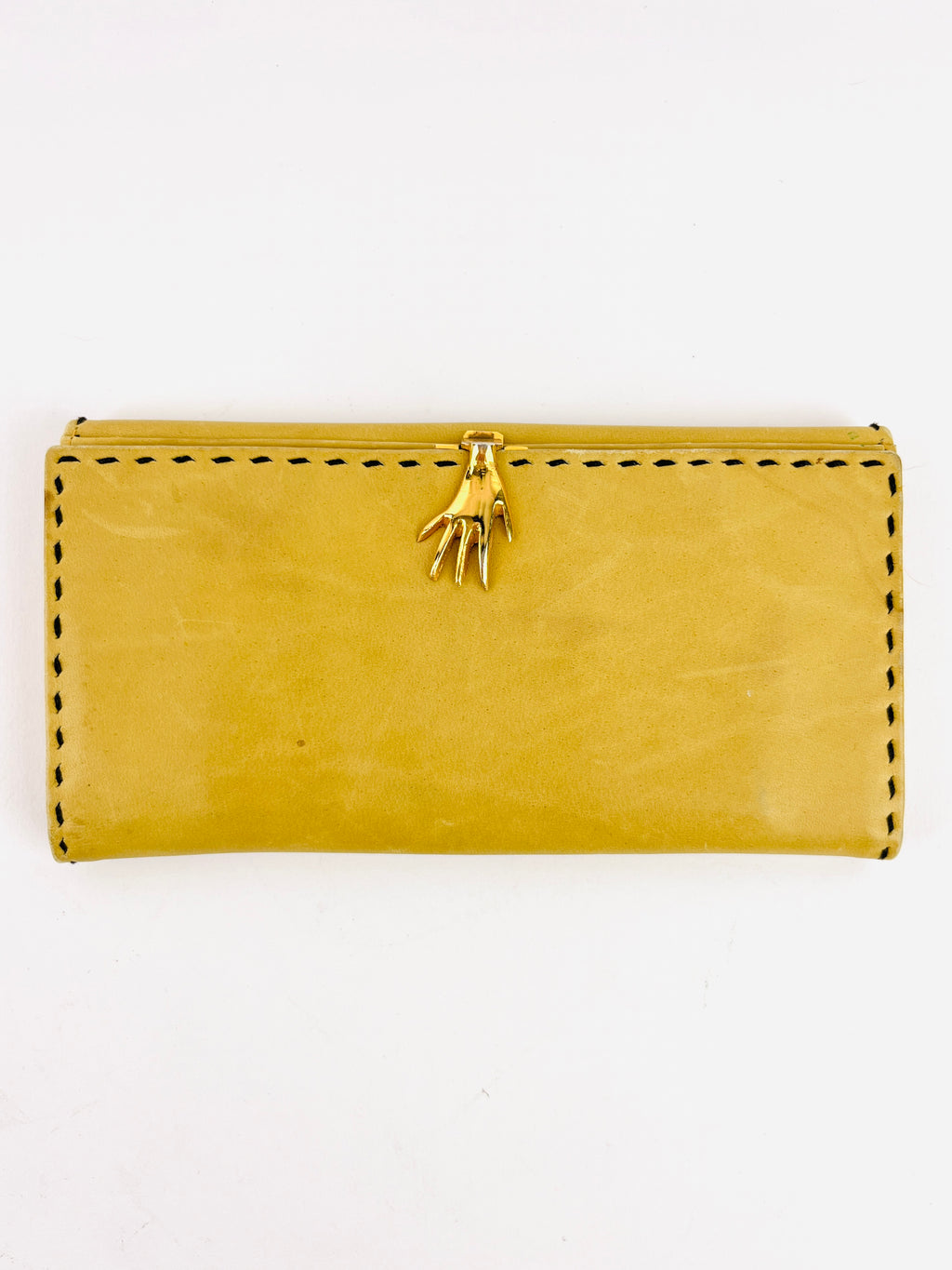 Vintage Leather Wallet with Hand Clasp
