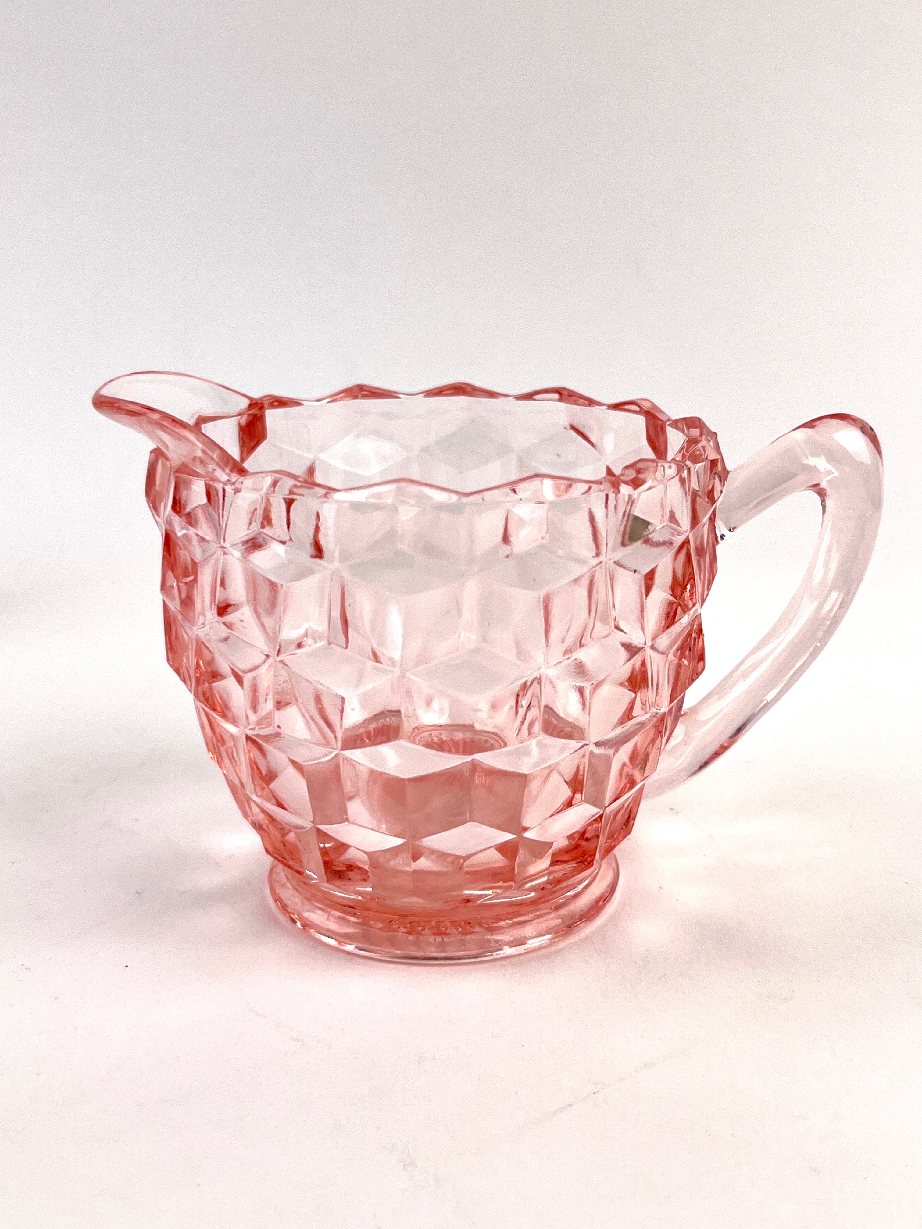 Vintage Pink Fostoria hotsell American Cream And Sugar Glass 5”T 5”W