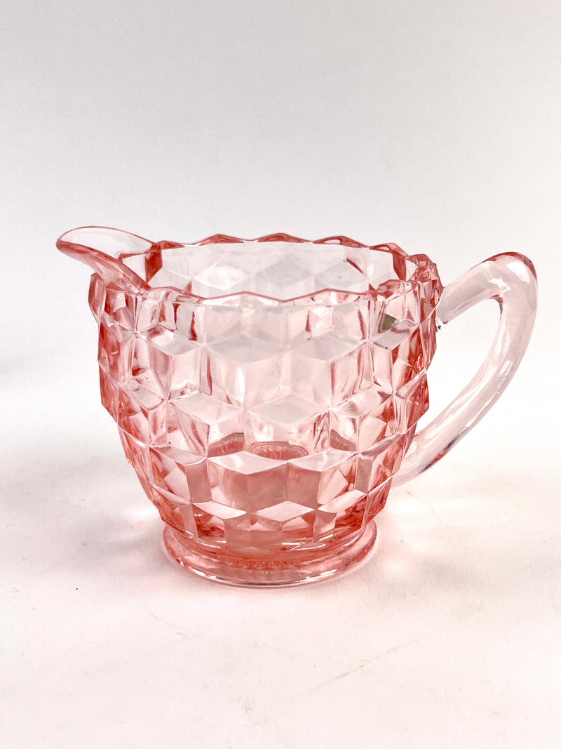 Vintage Pink Glass Cream & Sugar Set