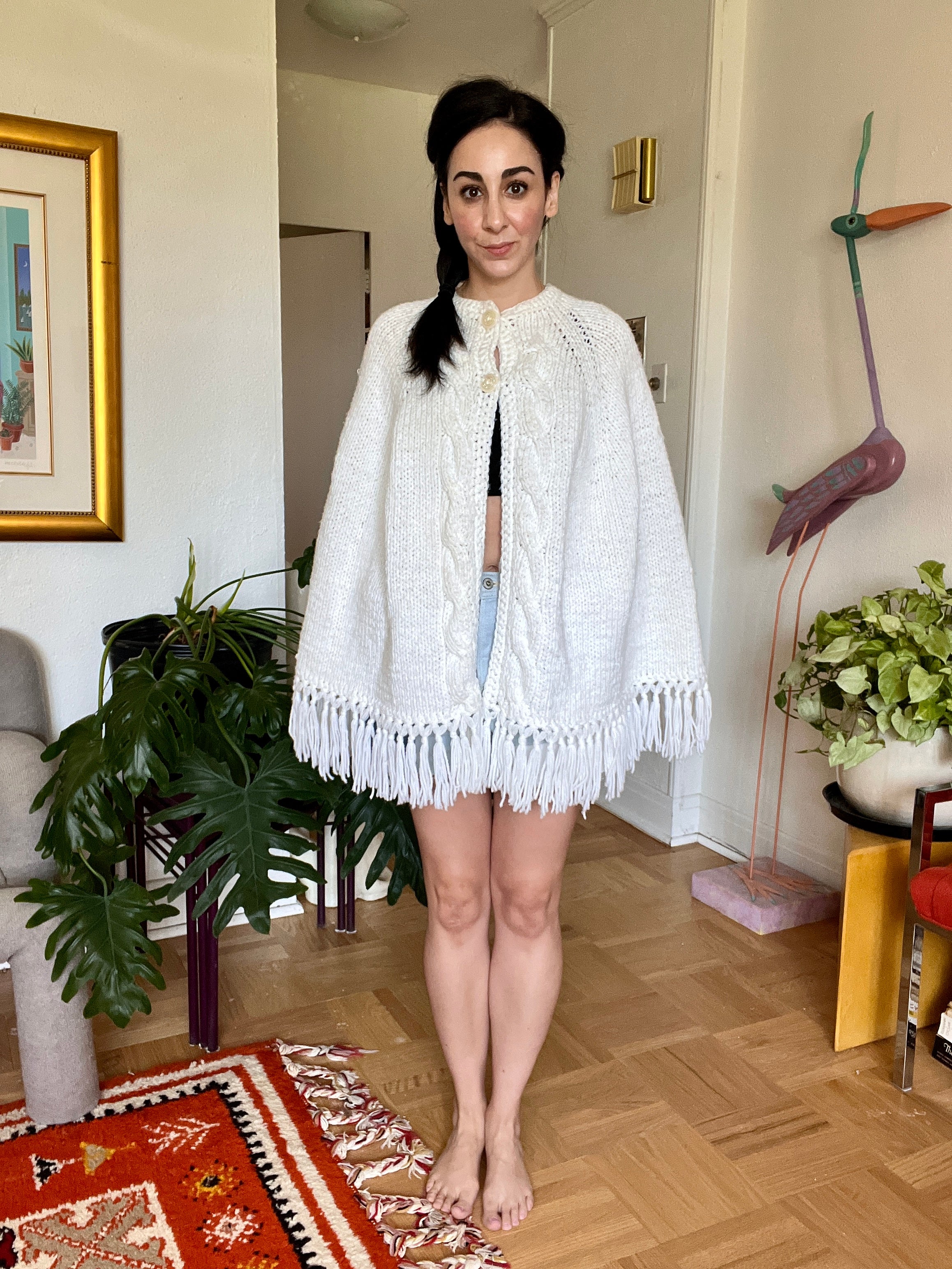 Vintage Hand-Knit White Cape – Dovetail