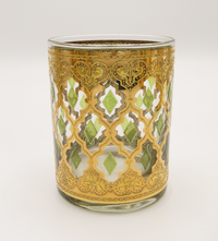 vintage mid-century hollywood regency 22k gold embossed cuver rocks glasses