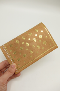 Florentine 22K Gold Accented Leather Wallet - Nude