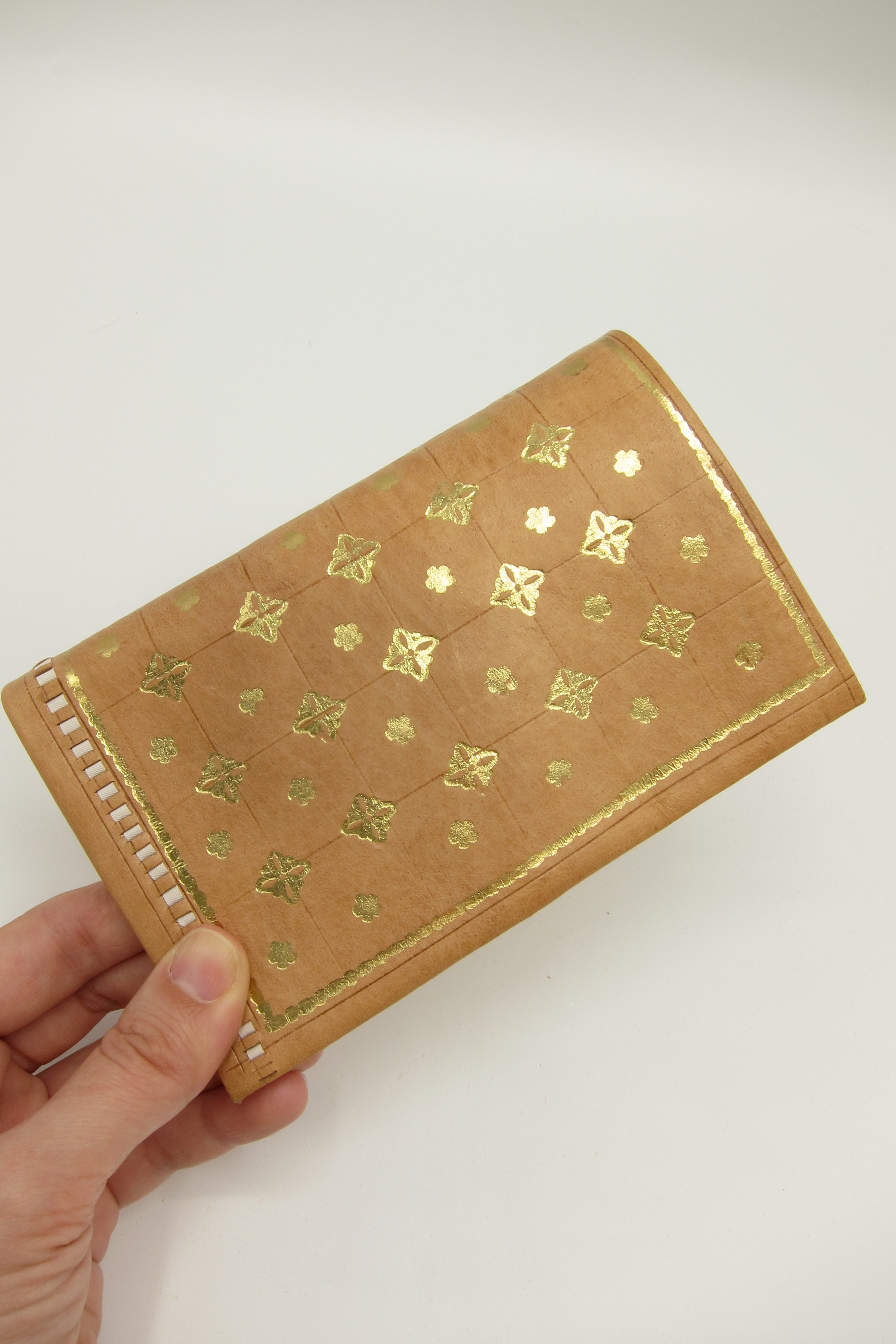 Vintage Florentine 22K Gold Accented Leather Wallet Nude Dovetail