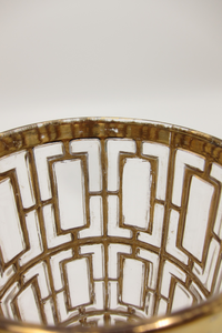 Vintage 22k Gold-Plated Shoji Trellis Rocks Glasses Imperial Glassware