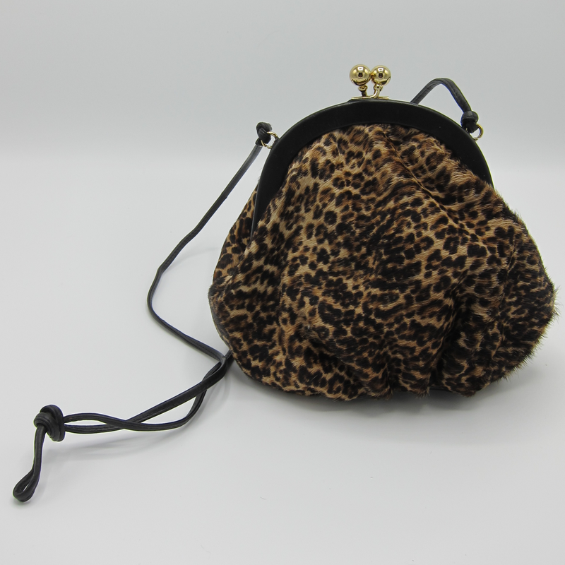 vintage leopard print calf hair cross-body bag