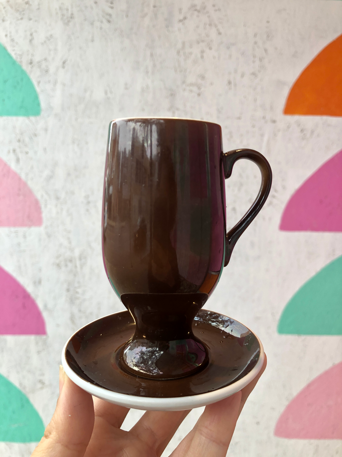 Multicolor vintage espresso demitasse cups Brown