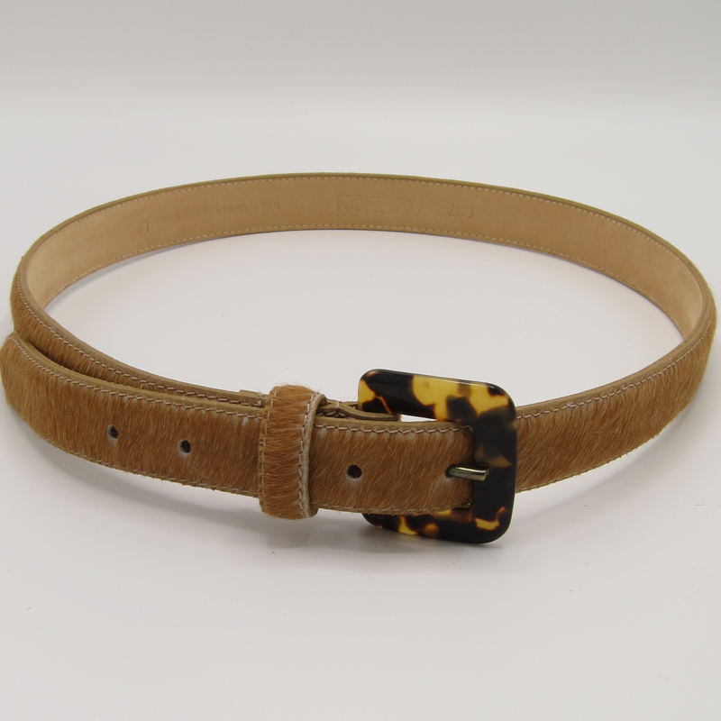 vintage calf hair belt tortoise buckle