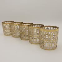 Vintage 22k Gold-Plated Shoji Trellis Rocks Glasses Imperial Glassware