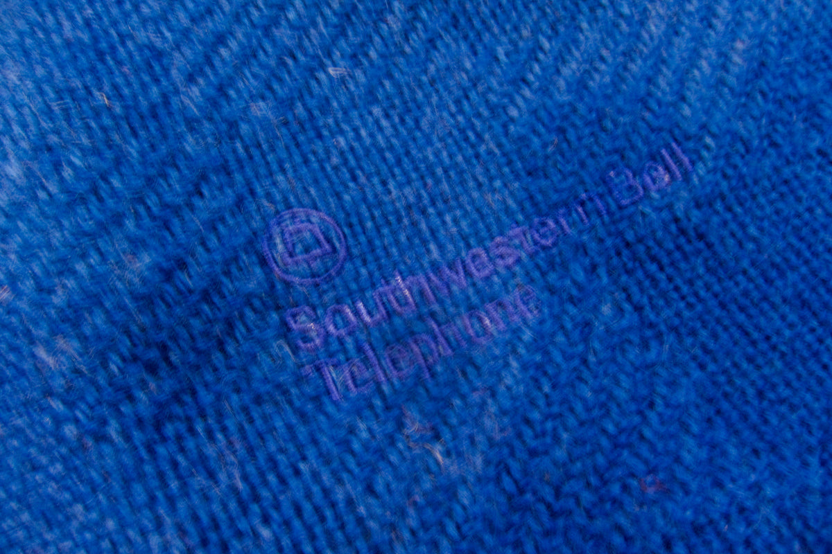 Vintage Cobalt Blue Faribo Faribault wool blanket detail