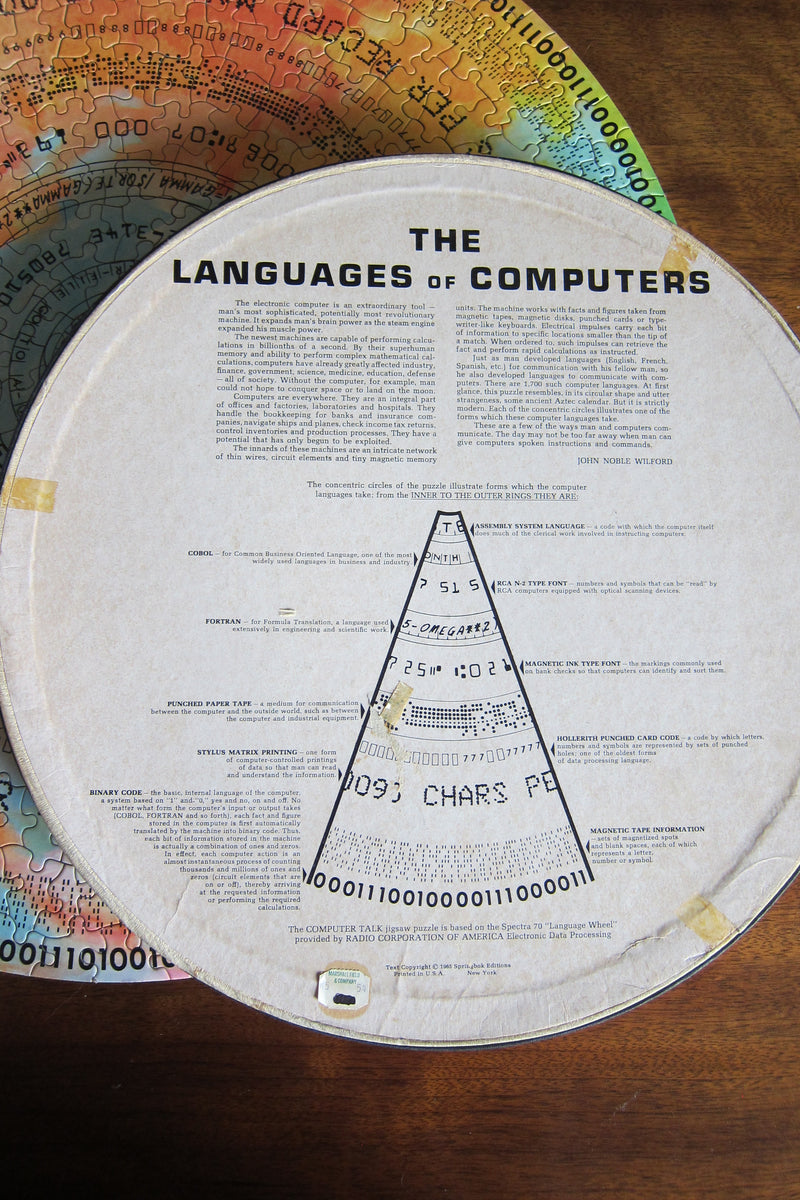 Computer Talk Circular Jigsaw Puzzle Springbok 1965 