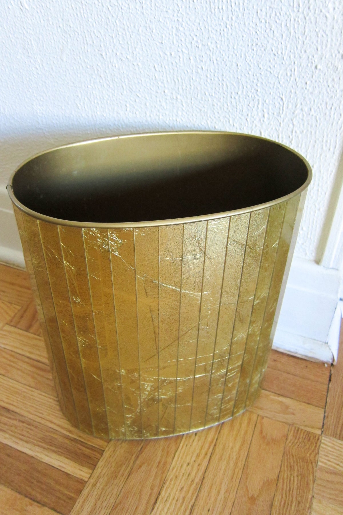 Gold Glass Waste Basket