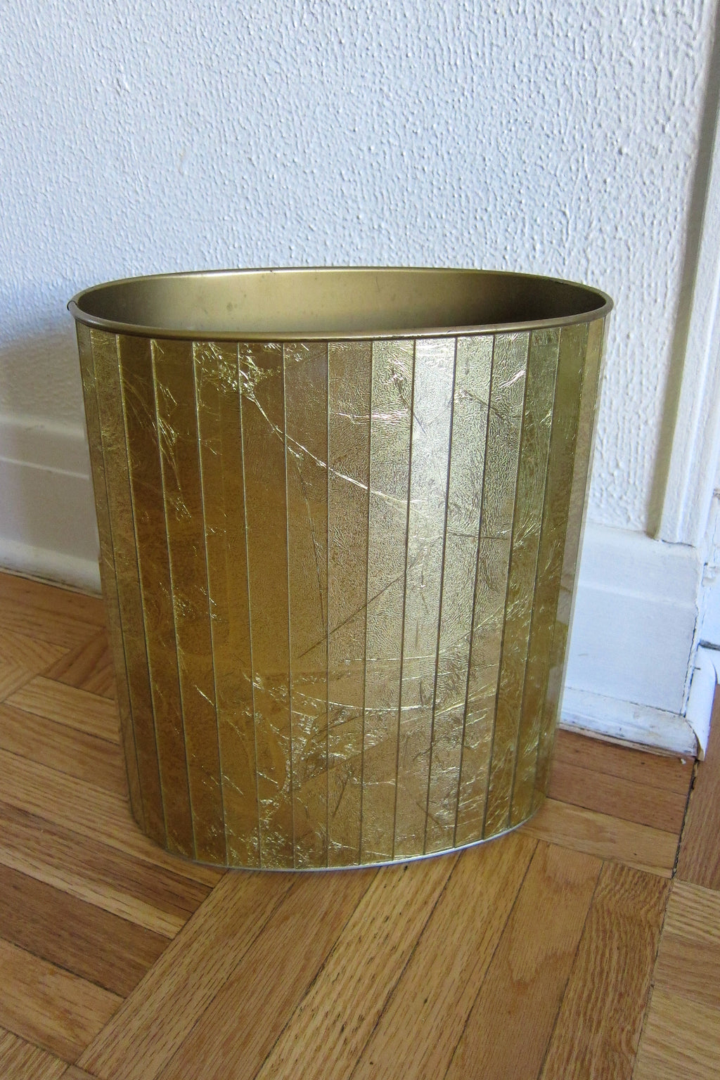 Gold Glass Waste Basket
