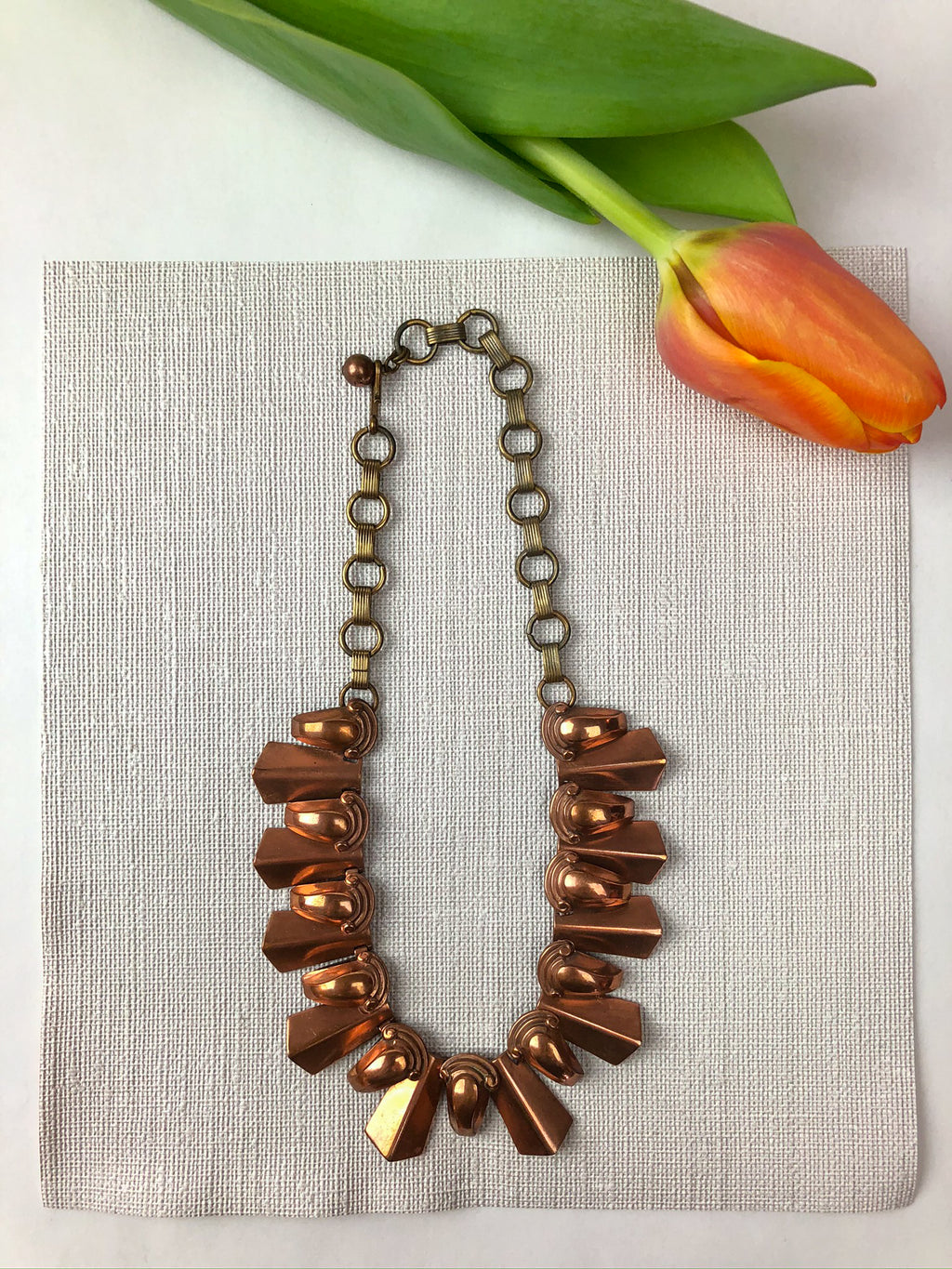 Vintage Copper Deco Necklace