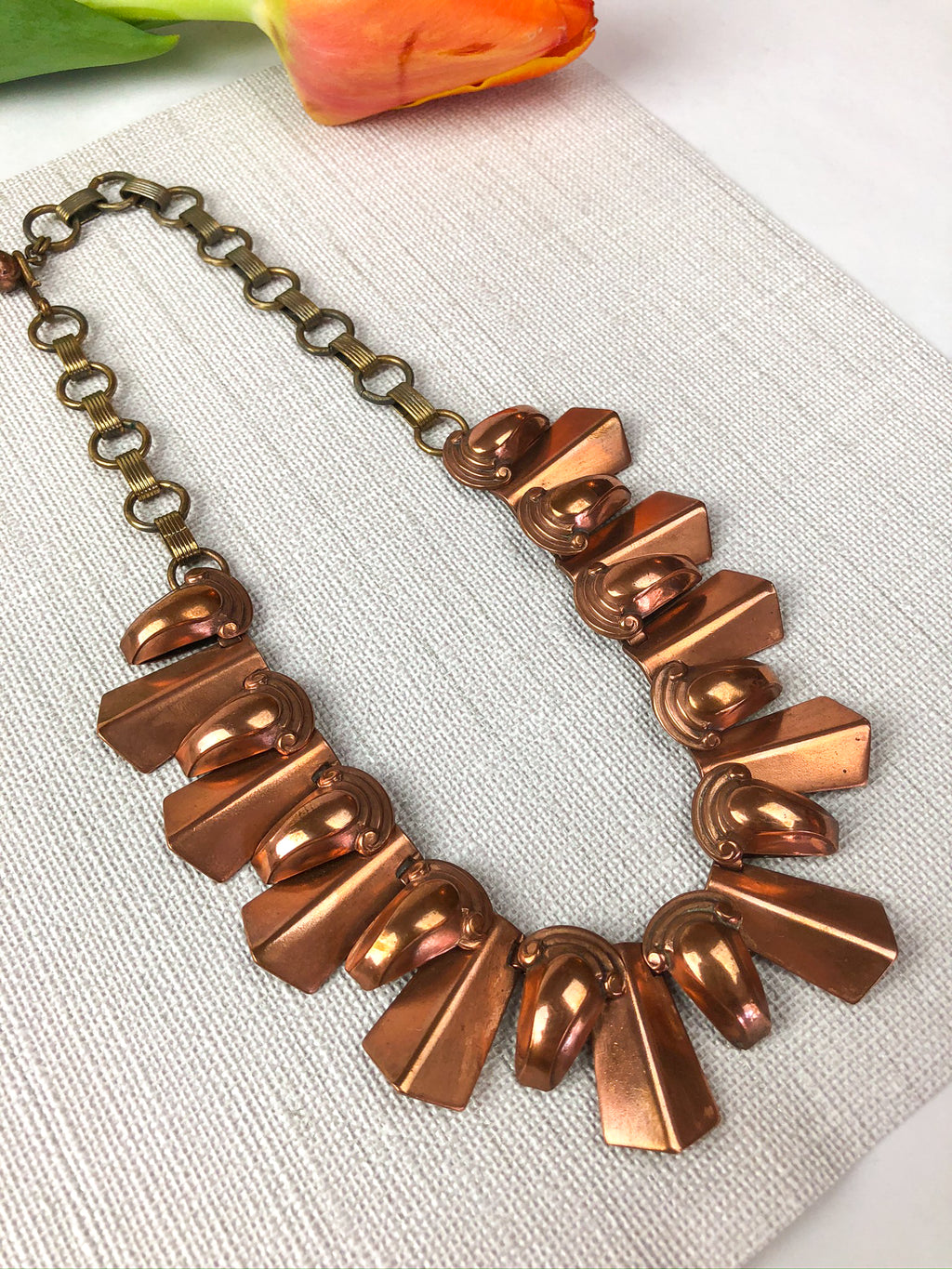 Vintage Copper Deco Necklace