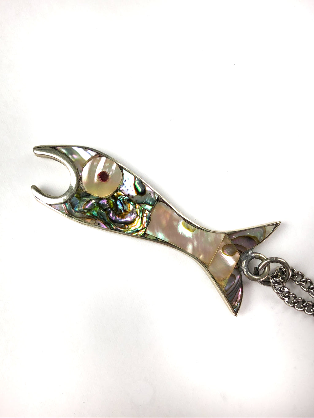 vintage abalone fish necklace bottle opener