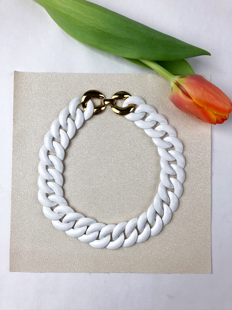 Vintage White/Gold Monet Necklace