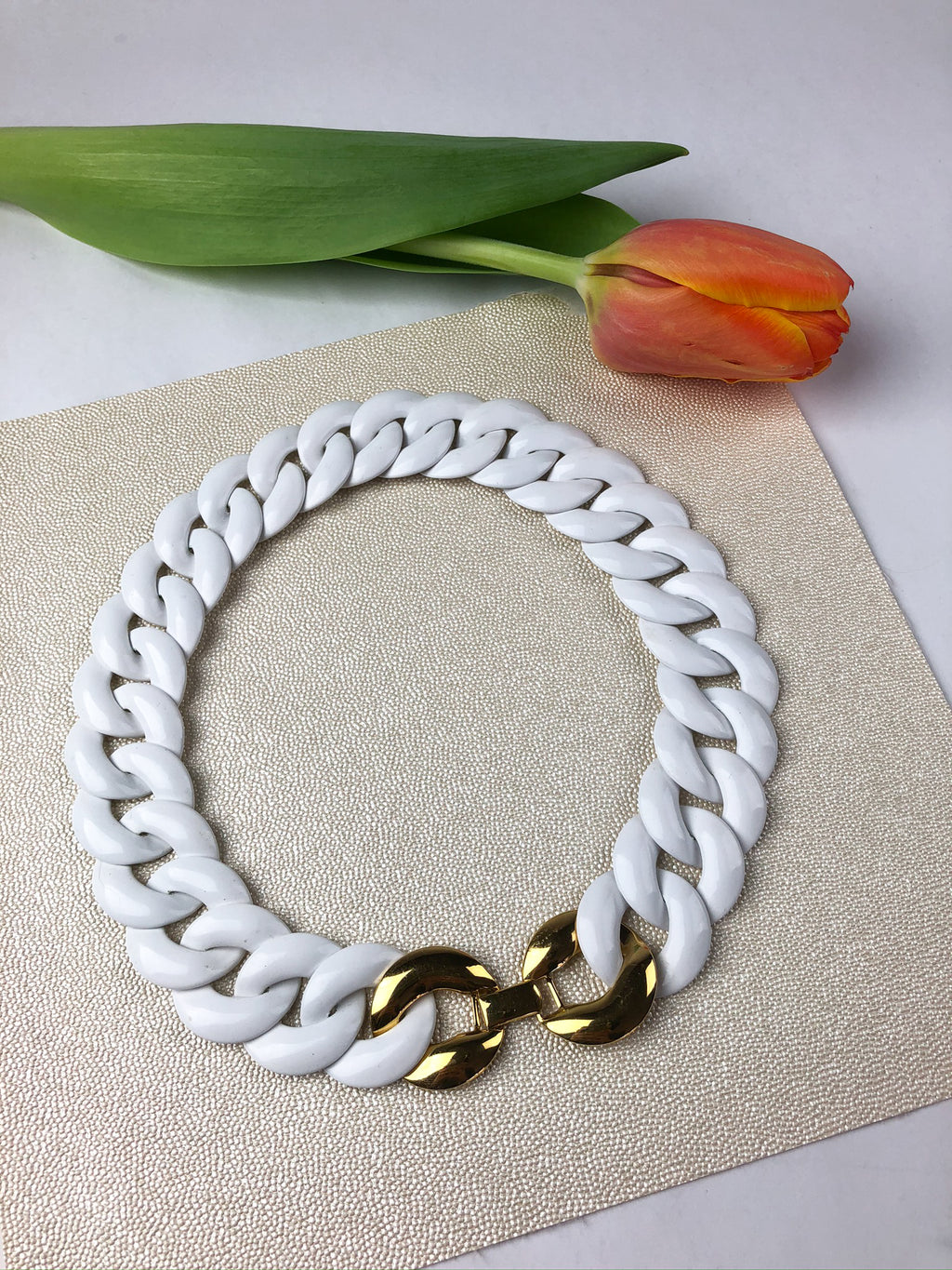 Vintage White/Gold Monet Necklace