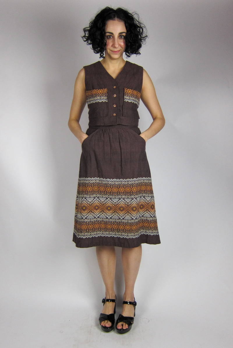 Vintage Embroidered 2-Piece Set