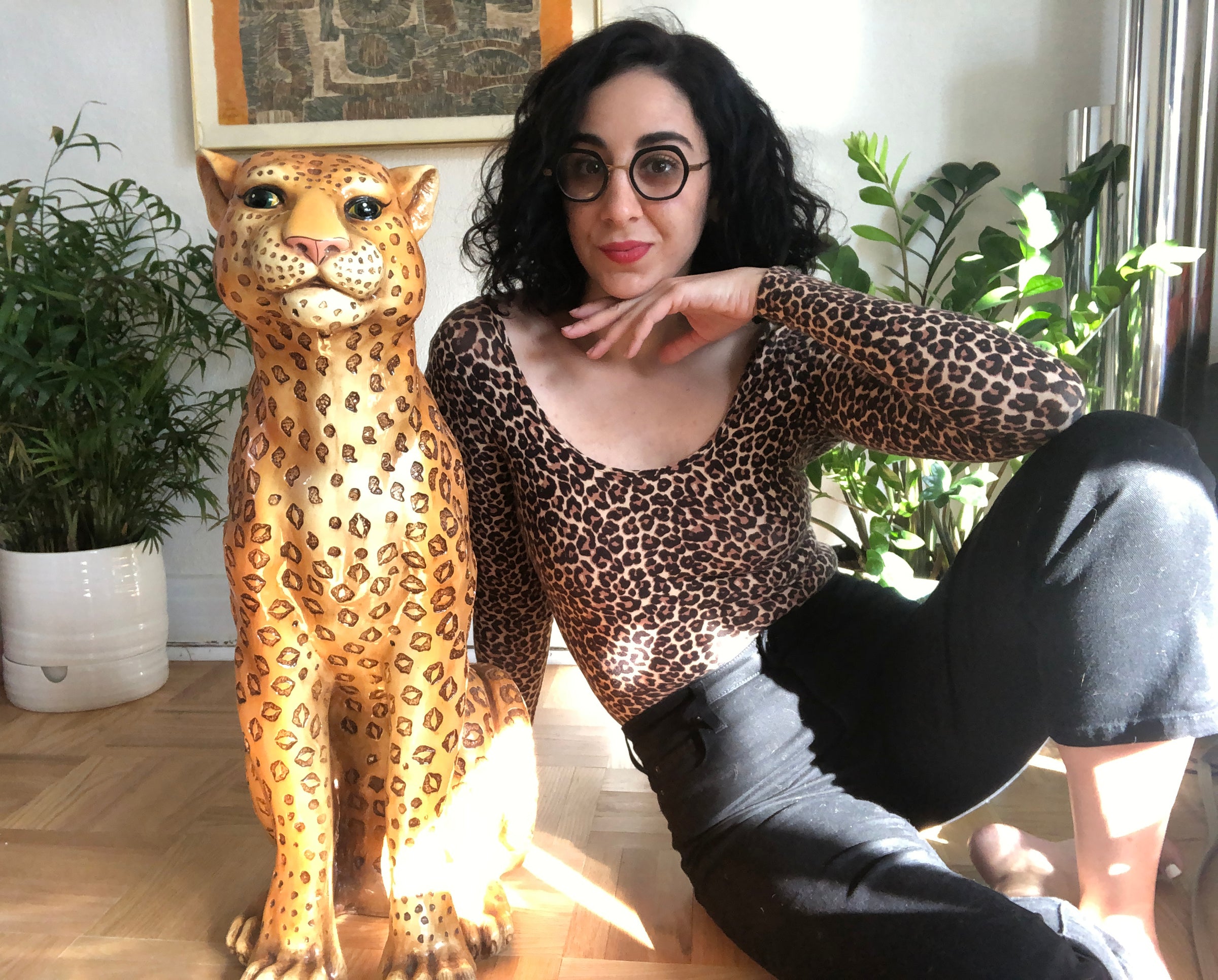 1970s Capodimonte Large Goofy Leopard Statue