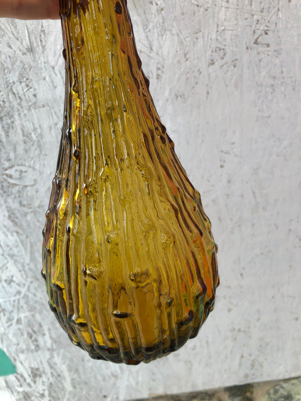 Mid-Century Amber Glass Decanter detail