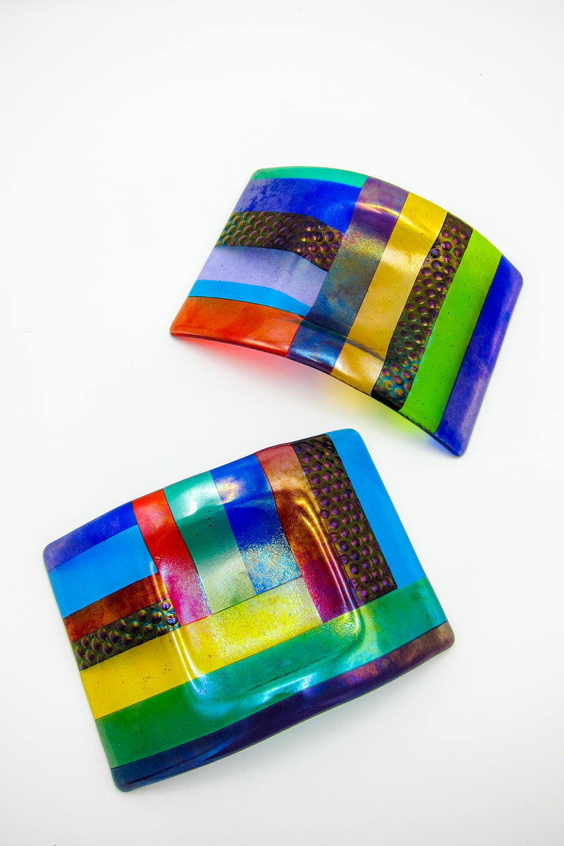 Postmodern Fused Glass Candle Holders