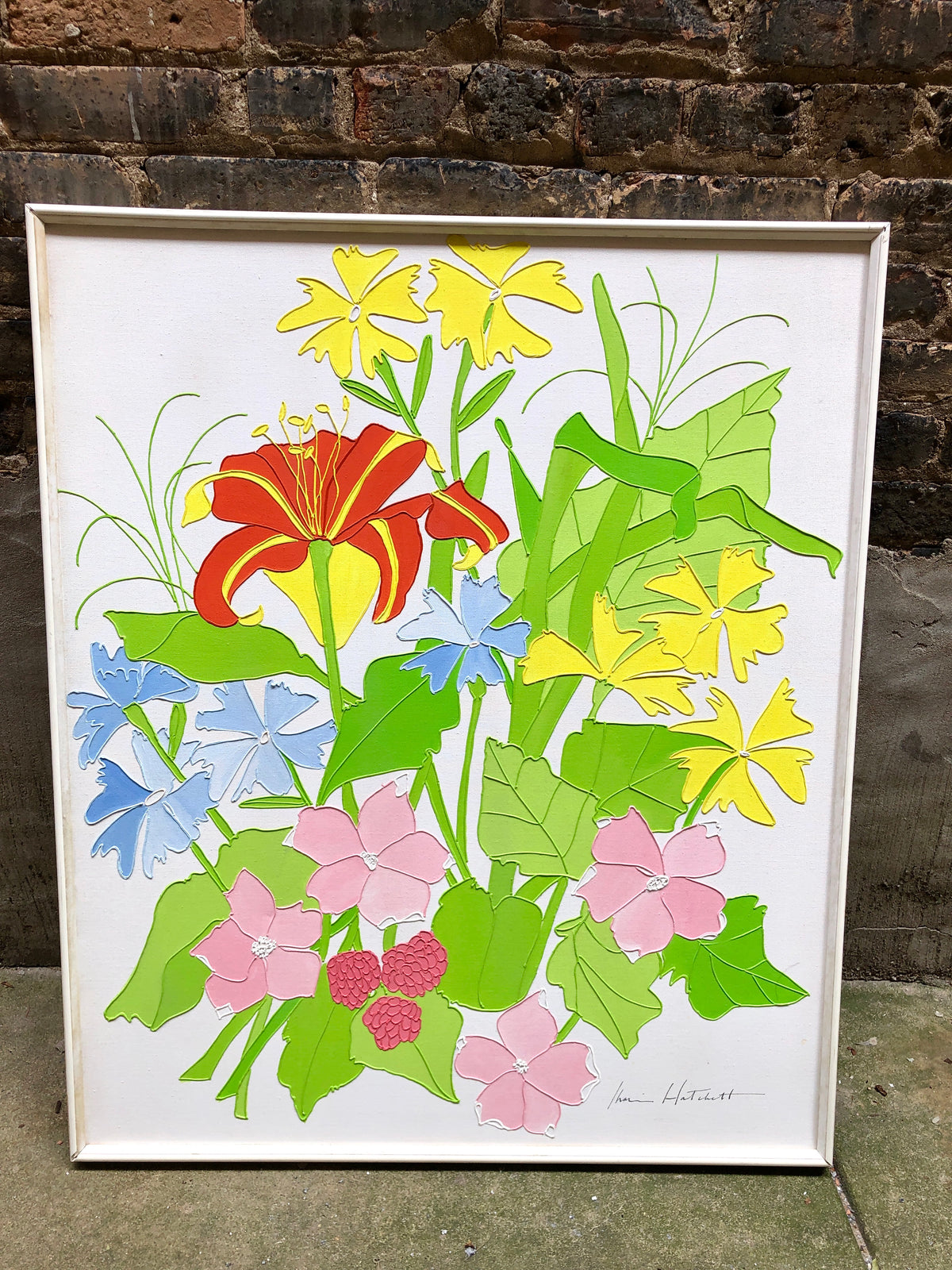 Vintage 1970s Floral Painting by Sharie Hatchett Bohlmann