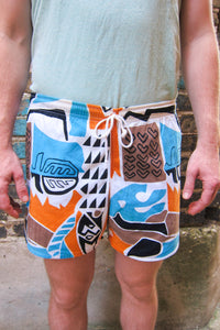 Vintage 80s Printed Drawstring Shorts