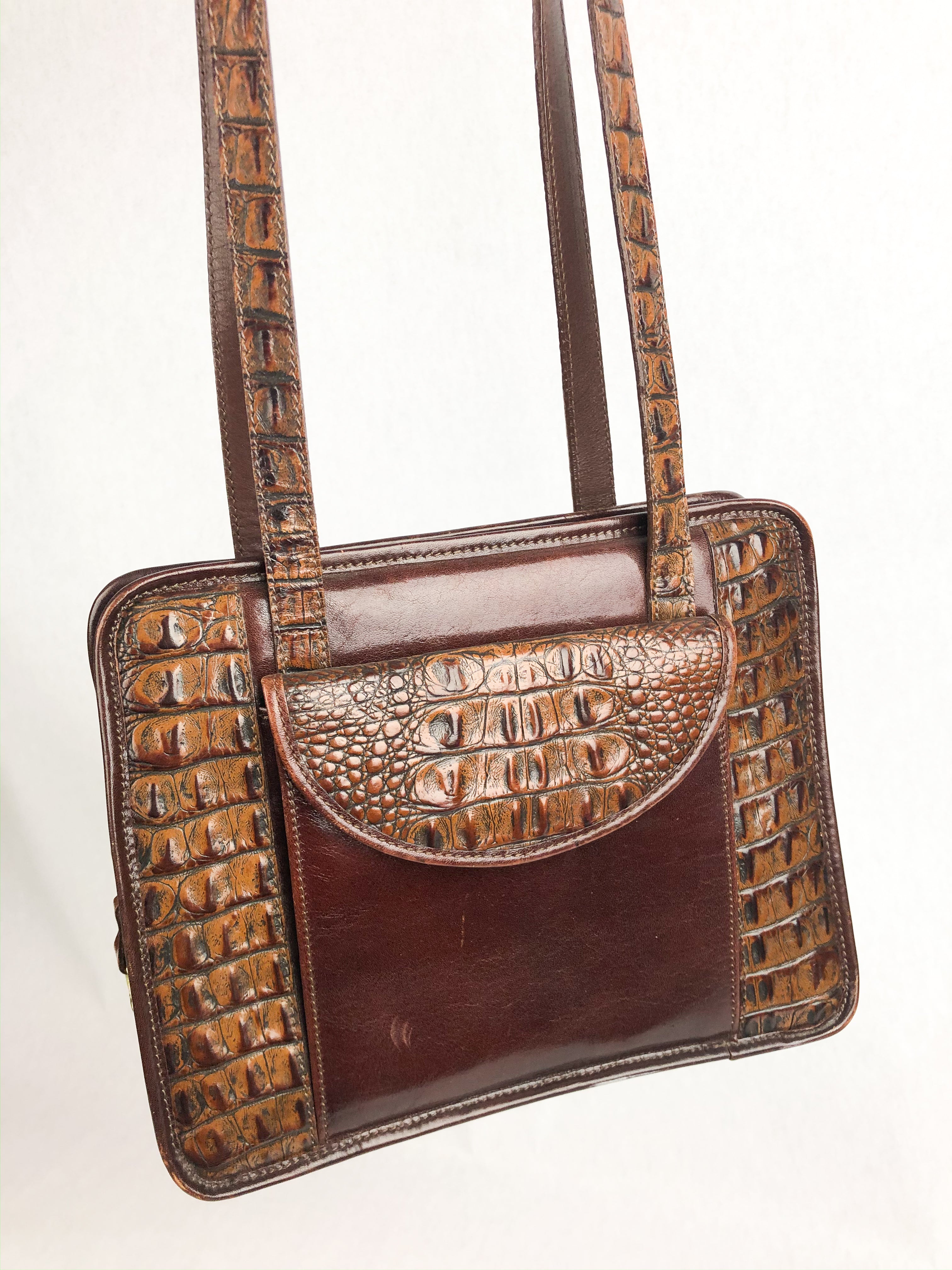 Sold at Auction: Brahmin Womens Leather Brown Alligator Handbag