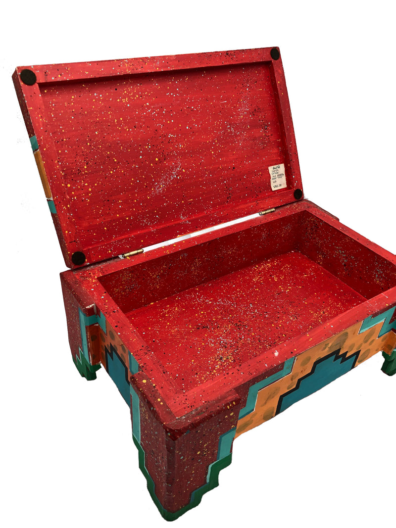 Rare Vintage Memphis Style Hand-Painted Box